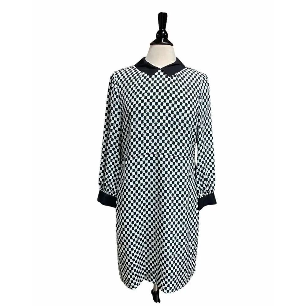 Kate Spade Black-white-Aqua Peter Pan Collar Dress Size 8